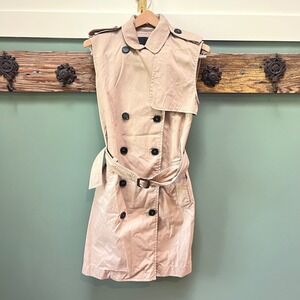 Weekend‎ Max Mara Palude Sleeveless Trench Coat Dress Belted Khaki Size 2